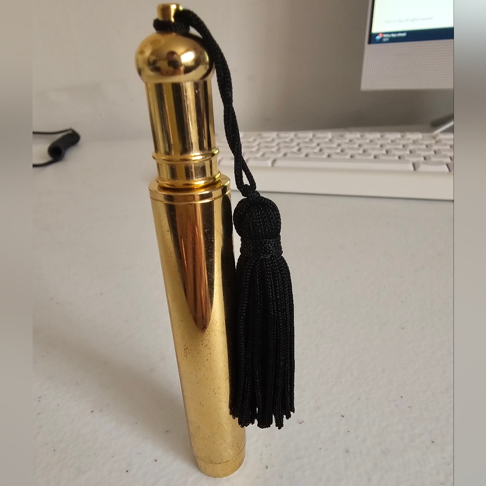 VINTAGE MARY KAY Refillable Gold Fragrance Atomizer Black Tassel